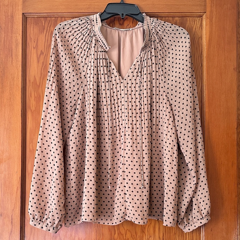 Elegant Tan Polka Dot Blouse